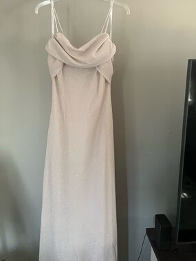 Betsy & Adam Sparkling Draped Cowl Neck Maxi Dress - Light Ivory